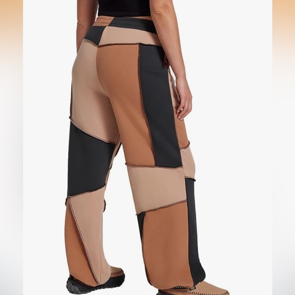 UGG Raini French Terry Piecework Pants Patchwork Brown Black Casual Sweats - Picture 3 of 16